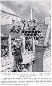 Saturninus et ses partisans lapidés dans la maison du Sénat, 100 av. J.-C. - Norman Prescott Davies